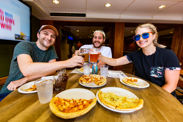 A trio of guests dining at Big Meadows Lodge